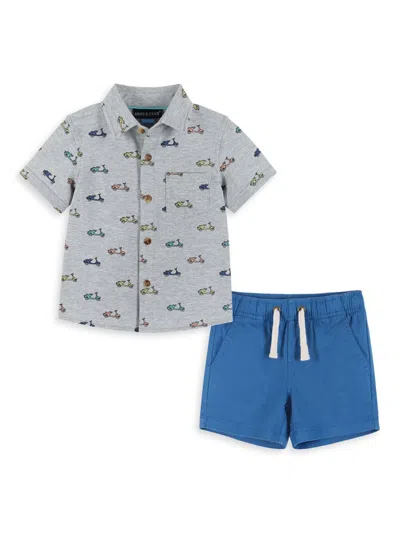 Andy & Evan Baby Boys Scooters Short Sleeve Button Down Shirt And Shorts Set In Grey