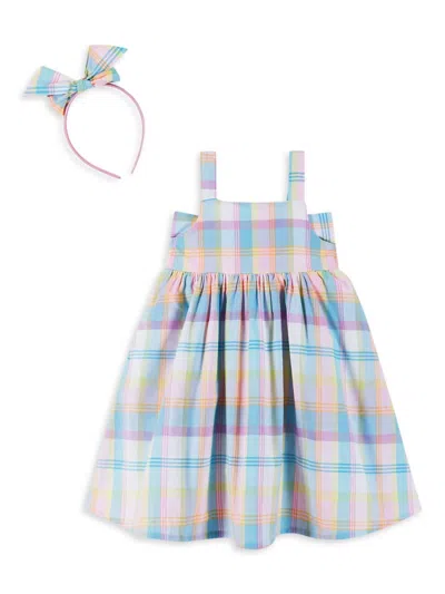 Andy & Evan Baby Girl's 2-piece Plaid Headband & Dress Set In Neutral