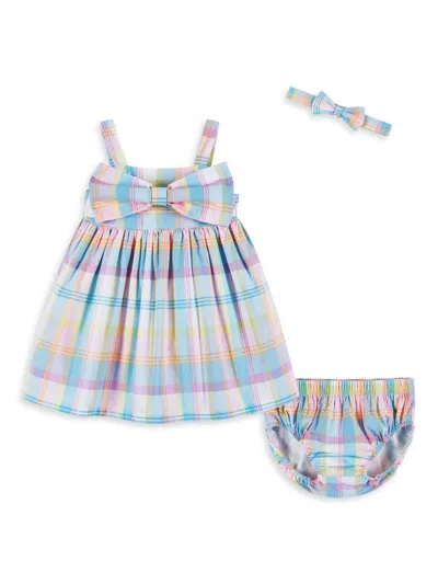 Andy & Evan Baby Girl's 3-piece Plaid Headband, Dress & Bloomers Set In Neutral