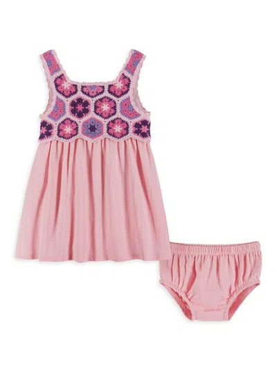 Andy & Evan Baby Girl's Crochet Sleeveless Dress & Bloomers Set In Pink