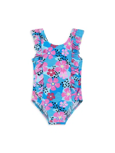 Andy & Evan Baby Girl's Floral One Piece Swimsuit In Aqua