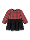 ANDY & EVAN BABY GIRL'S PLAID PARTY BODYSUIT DRESS