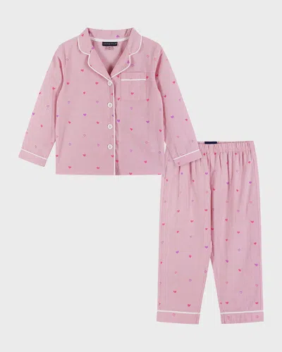 Andy & Evan Kids' Boy's Sailboat-print Pj Set In Pink Hearts