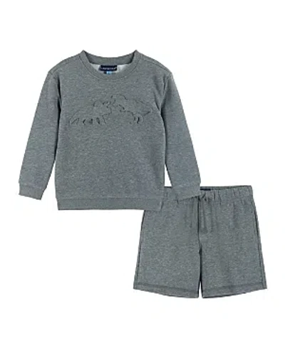 Andy & Evan Boys' Dino Embossed Sweatshirt & Shorts Set - Little Kid, Big Kid In Navy