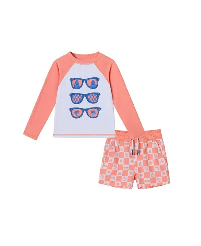 Andy & Evan Boys' Sunglasses & Beach Vibes Rashguard And Swim Trunk Set - Little Kid, Big Kid In Multi