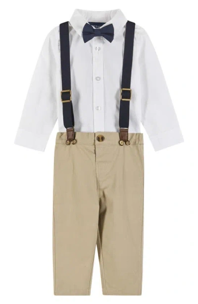 Andy & Evan Babies'  Button-up Shirt, Suspenders, Pants & Bow Tie Set In White