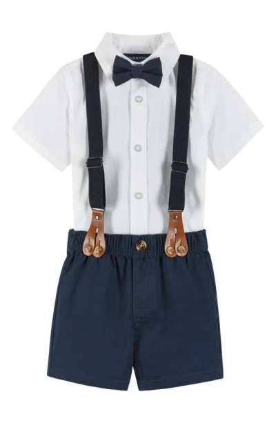 Andy & Evan Babies'  Button-up Shirt, Suspenders, Shorts & Bow Tie Set In White