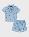 Andy & Evan Kids' Girl's Floral-print Shorts Pajama Set In Blue