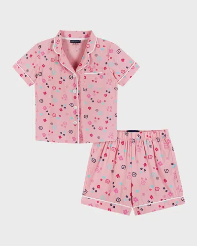 Andy & Evan Kids' Girl's Floral-print Shorts Pajama Set In Pink Floral