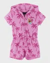 ANDY & EVAN GIRL'S FRENCH TERRY HOODED ROMPER