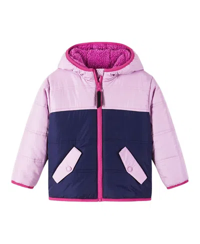 Andy & Evan Girls' Colorblock Sherpa Jacket - Little Kid In Purple Navy