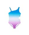 Andy & Evan Kids' Cutout Rib Ombré One-piece Swimsuit In Blue