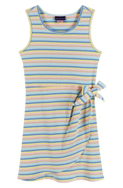 Andy & Evan Kids' Stripe Rib Dress In Light Blue Striped