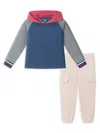 Andy & Evan Boys' Red/navy/heater Grey Jersey Hooded Tee & Jogger Set - Little Kid, Big Kid In Red Navy