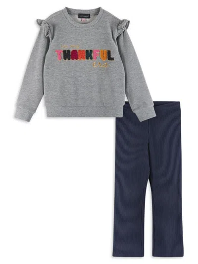 Andy & Evan Kids' Little Girl's 2-piece Crewneck Sweater & Leggings Set In Grey Multi