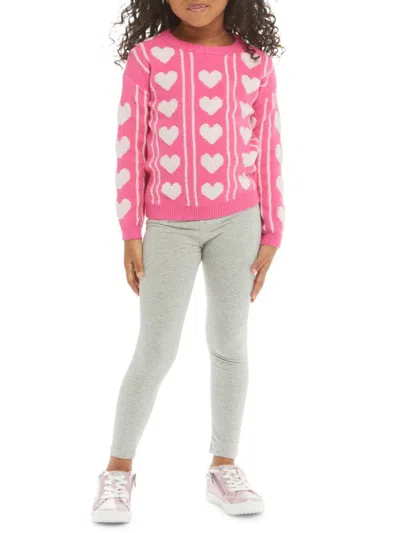 Andy & Evan Kids' Little Girl's 2-piece Heart Sweater & Leggings Set In Pink