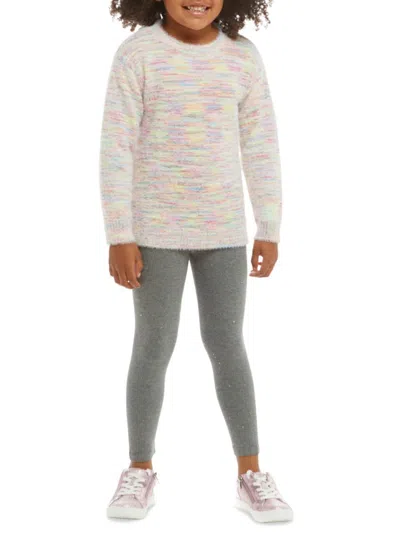 Andy & Evan Kids' Little Girl's 2-piece Space Dye Sweater & Rainbow Glitter Leggings Set In Multi Pink