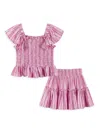 ANDY & EVAN LITTLE GIRL'S 2-PIECE STRIPED SMOCKED TOP & SKIRT SET