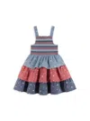 ANDY & EVAN LITTLE GIRL'S AMERICANA CHAMBRAY TIERED A-LINE DRESS
