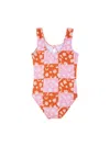 Andy & Evan Little Girl's & Girl's Checker Tie One Piece Swimsuit In Pink Multi