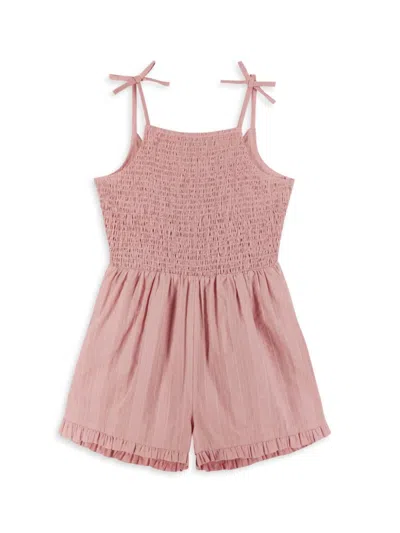 Andy & Evan Little Girl's & Girl's Smocked Cotton Romper In Pink