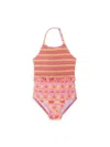 Andy & Evan Little Girl's & Girl'sone-piece Fruit Print Swimsuit In Pink