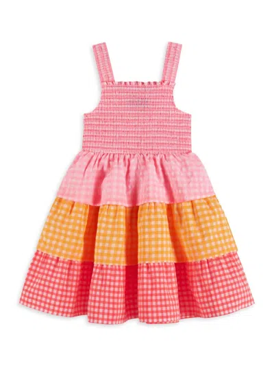 Andy & Evan Kids' Little Girl's Gingham Smocked A-line Dress In Pink Multi
