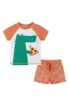 Andy & Evan Babies'  Rashguard & Shorts Set In Orange Croc