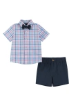 ANDY & EVAN SHORT SLEEVE COTTON BUTTON-UP SHIRT, SHORTS & BOW TIE SET