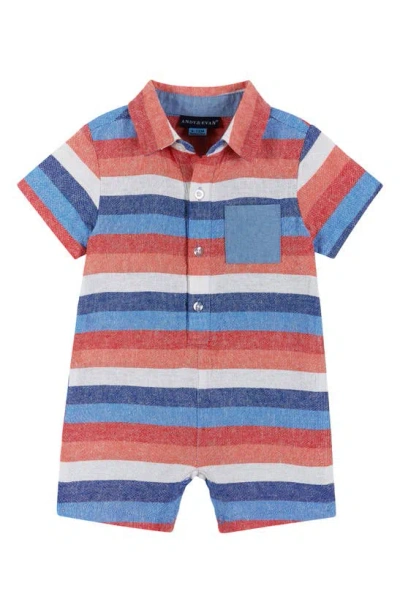 Andy & Evan Babies' Stripe Woven Romper In Chambray Stripe