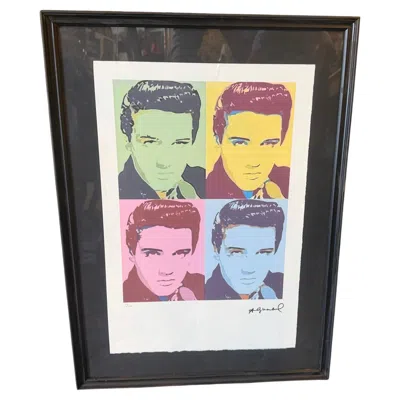 Pre-owned Andy Warhol 21st Century  Pop Art Framed Elvis Presley 52/100 Lithography In Brown