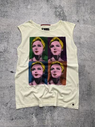 Pre-owned Andy Warhol By Pepe Jeans London Big Face Logo Tank Top In Yellow