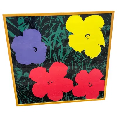 Pre-owned Andy Warhol Iconic Flowers Serigraph By , 20th Century, Framed Art In Black
