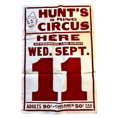Pre-owned Andy Warhol Large Vintage Hunt's 3 Ring Circus Date Poster 28" X 42", Circa 1920's In Sand