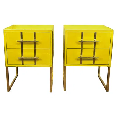 Pre-owned Andy Warhol Magnificent Pair Of Yellow Bedside Tables In The Style Of  Available