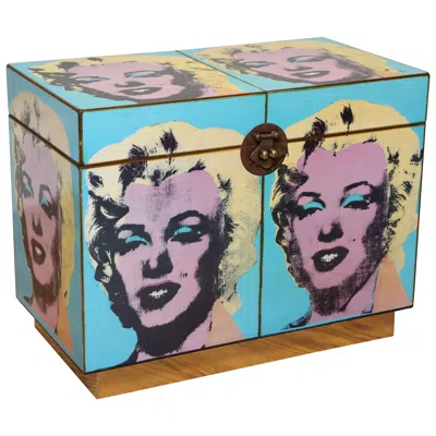 Pre-owned Andy Warhol Marilyn Decorated Trunk In The Style Of  In Gray