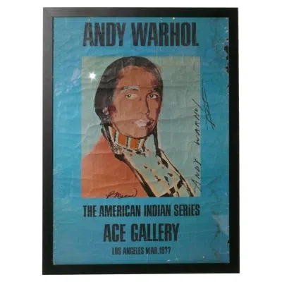 Pre-owned Andy Warhol Signed Lithograph 52" X 38" American Indian Mid Century Modern Art In Brown