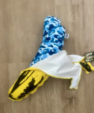 Pre-owned Andy Warhol X Bape Medicom Toy X  Abc Banana Zipcushion Small In Yellow/blue