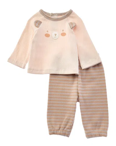 Andy Wawa Kids' Andywawa Bear Striped Graphic Outfit In Pink