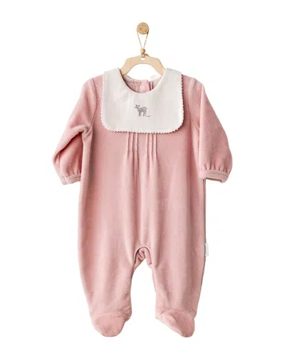 Andy Wawa Kids' Andywawa Bib Velvet Babygrow In Pink