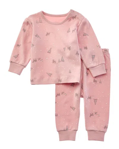 Andy Wawa Kids' Andywawa Deer Print Outfit In Pink