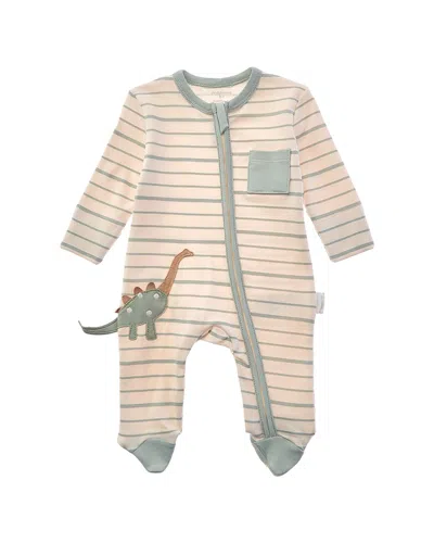 Andy Wawa Kids' Andywawa Dino Dreams Zip-up Bodysuit In Brown