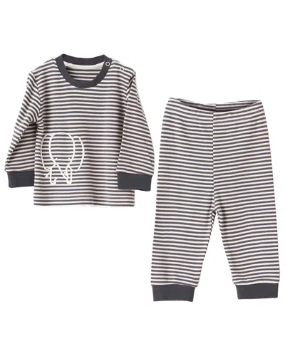 Andy Wawa Kids' Andywawa Elephant Stripe Pajama Set In Gray