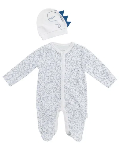 Andy Wawa Kids' Andywawa Jurassic Print Babygrow & Beanie Set In Blue