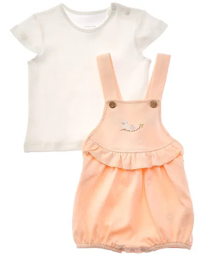 Andy Wawa Kids' Andywawa Spring Birds Overall Outfit In Neutral