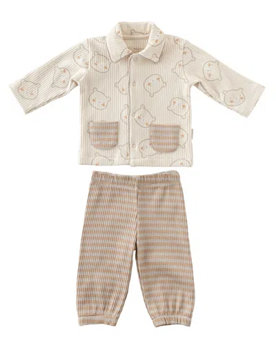Andy Wawa Kids' Andywawa Striped Bear Formal Outfit In Neutral