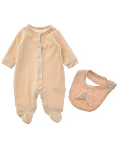 Andy Wawa Kids' Andywawa Velvet Babygrow & Bib Set In Neutral