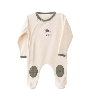 Andy Wawa Babies'  Bear Patch Sleepsuit In White