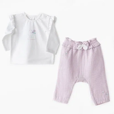 Andy Wawa Babies'  Butterfly Pants Set In Lilac