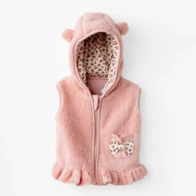 Andy Wawa Babies'  Cuddle Cub Hooded Vest In Pink